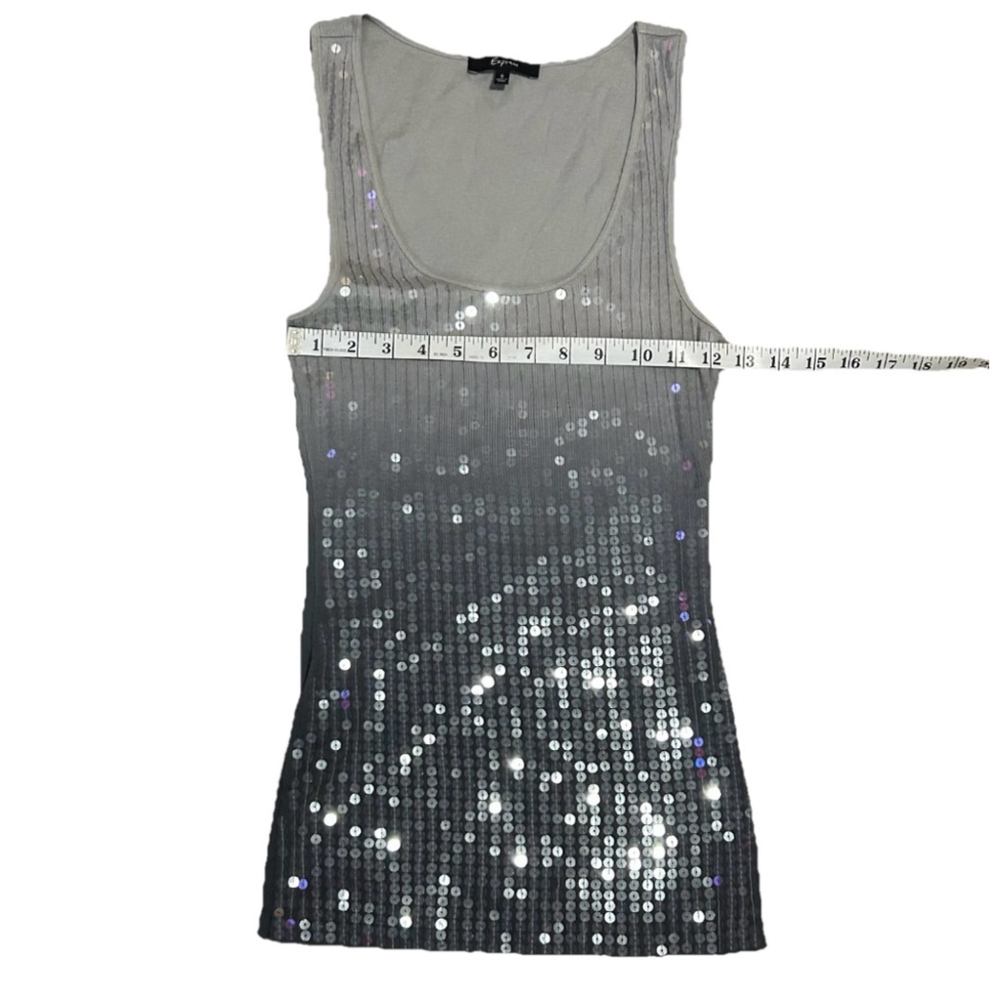 Women's Express Tank Top Size S Gray Silver Sequin - Picture 3 of 6
